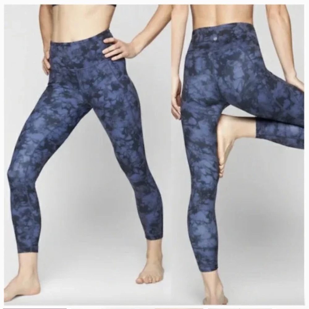 ATHLETA  POWERVITA SALUTATION HIGH-RISE 7/8 TIE DYE BLUE LEGGINGS SIZE SMALL - Picture 2 of 16